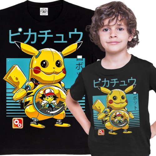 DZIECIĘCA KOSZULKA NA PREZENT ASH PIKACHU POKEMON ROBOT 1