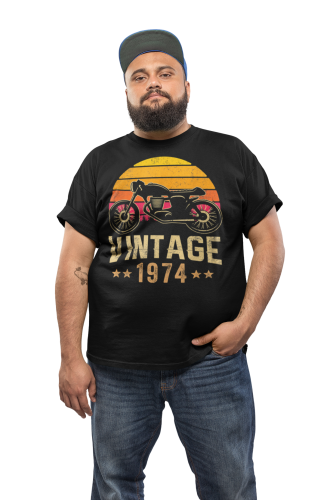 KOSZULKA PREZENT NA 50 URODZINY DLA FACETA MOTOCYKLISTY 1974 VINTAGE TORBA GRATIS 5