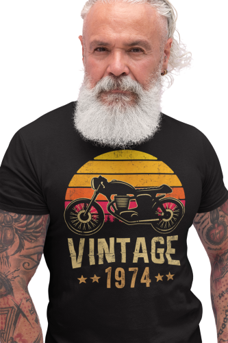 KOSZULKA PREZENT NA 50 URODZINY DLA FACETA MOTOCYKLISTY 1974 VINTAGE TORBA GRATIS 7