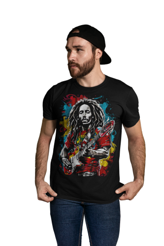 MĘSKA KOSZULKA Z NADRUKIEM FILMOWYM BOB MARLEY ONE LOVE 3