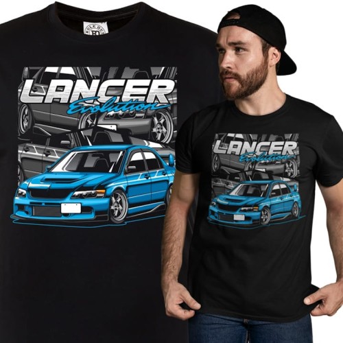 MĘSKA KOSZULKA MOTORYZACYJNA NIEBIESKIE MITSUBISHI LANCER EVOLUTION 1