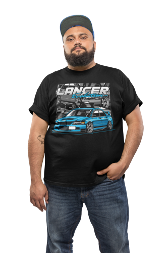 MĘSKA KOSZULKA MOTORYZACYJNA NIEBIESKIE MITSUBISHI LANCER EVOLUTION 6