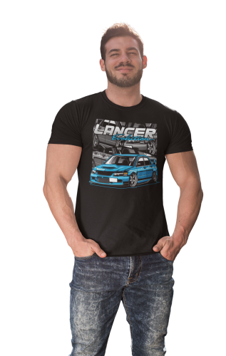 MĘSKA KOSZULKA MOTORYZACYJNA NIEBIESKIE MITSUBISHI LANCER EVOLUTION 7