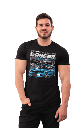 MĘSKA KOSZULKA MOTORYZACYJNA NIEBIESKIE MITSUBISHI LANCER EVOLUTION 8