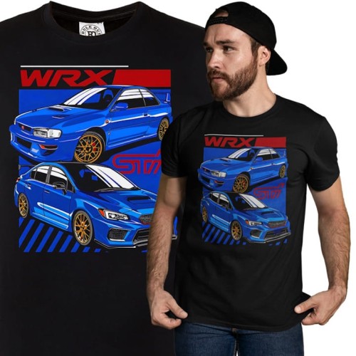 MĘSKA KOSZULKA MOTORYZACYJNA NIEBIESKIE SUBARU STI 1