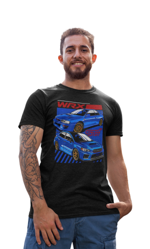 MĘSKA KOSZULKA MOTORYZACYJNA NIEBIESKIE SUBARU STI 4