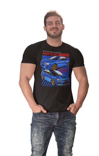 MĘSKA KOSZULKA MOTORYZACYJNA NIEBIESKIE SUBARU STI 7