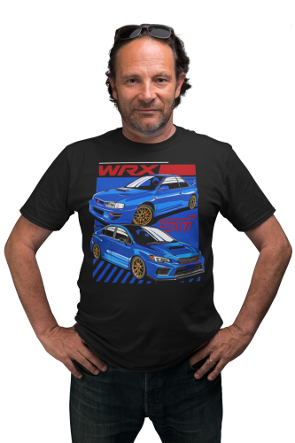 MĘSKA KOSZULKA MOTORYZACYJNA NIEBIESKIE SUBARU STI 9