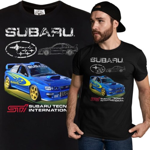MĘSKA KOSZULKA MOTORYZACYJNA NIEBIESKIE SUBARU STI 1