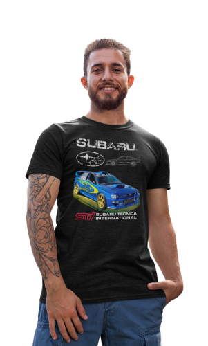 MĘSKA KOSZULKA MOTORYZACYJNA NIEBIESKIE SUBARU STI 4