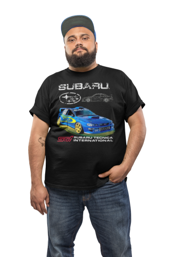 MĘSKA KOSZULKA MOTORYZACYJNA NIEBIESKIE SUBARU STI 6