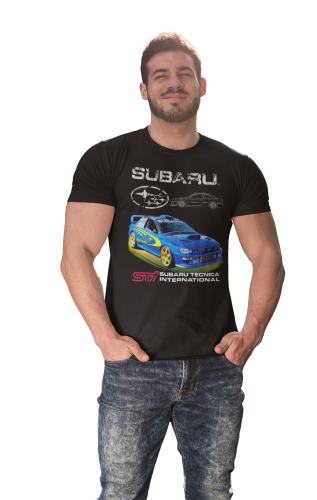MĘSKA KOSZULKA MOTORYZACYJNA NIEBIESKIE SUBARU STI 7