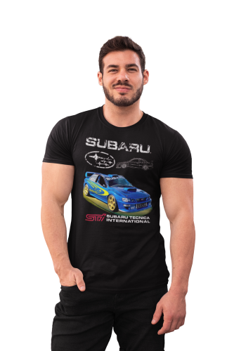MĘSKA KOSZULKA MOTORYZACYJNA NIEBIESKIE SUBARU STI 8