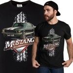 MĘSKA KOSZULKA MOTORYZACYJNA CZARNY FORD MUSTANG KLASYK