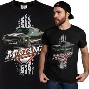 MĘSKA KOSZULKA MOTORYZACYJNA CZARNY FORD MUSTANG KLASYK