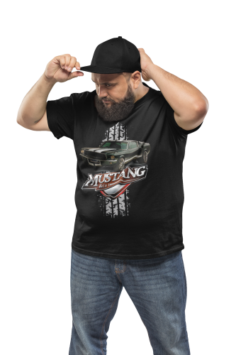 MĘSKA KOSZULKA MOTORYZACYJNA CZARNY FORD MUSTANG KLASYK 5