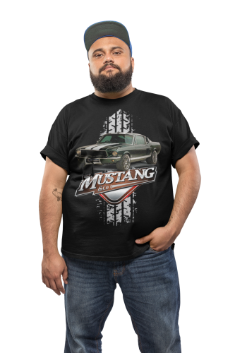 MĘSKA KOSZULKA MOTORYZACYJNA CZARNY FORD MUSTANG KLASYK 6