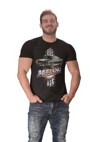 MĘSKA KOSZULKA MOTORYZACYJNA CZARNY FORD MUSTANG KLASYK 7