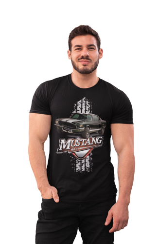MĘSKA KOSZULKA MOTORYZACYJNA CZARNY FORD MUSTANG KLASYK 8