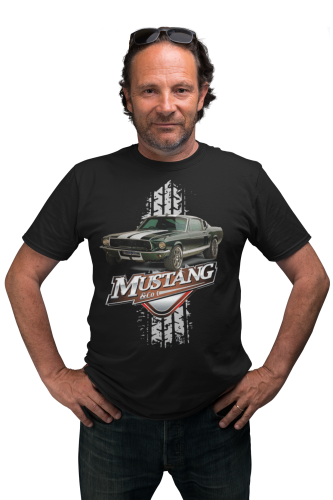 MĘSKA KOSZULKA MOTORYZACYJNA CZARNY FORD MUSTANG KLASYK 9