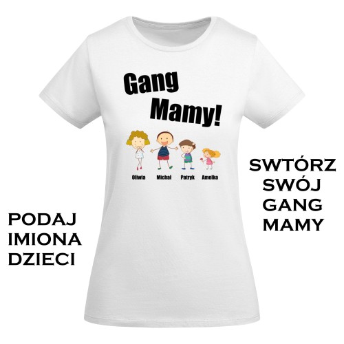 KOSZULKA DAMSKA PERSONALIZOWANA PREZENT NA DZIEŃ MAMY DZIEŃ MATKI GANG MAMY TORBA GRATIS 2