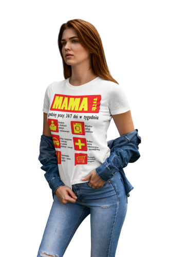 KOSZULKA DAMSKA PREZENT NA DZIEŃ MAMY FIRMA MAMA 24/7 TORBA GRATIS 6