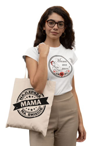 KOSZULKA DAMSKA PREZENT NA DZIEŃ MAMY MAMA MA MOC TORBA GRATIS 7