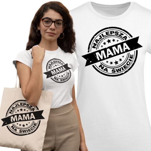 KOSZULKA DAMSKA PREZENT NA DZIEŃ MAMY NAJLEPSZA MAMA NA ŚWIECIE TORBA GRATIS