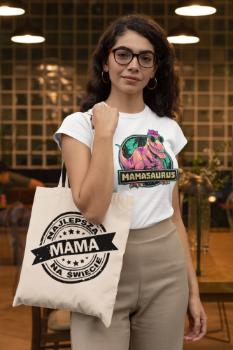 KOSZULKA DAMSKA PREZENT NA DZIEŃ MAMY MAMASAURUS TORBA GRATIS 7