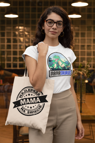 KOSZULKA DAMSKA PREZENT NA DZIEŃ MAMY MAMASAURUS TORBA GRATIS 7