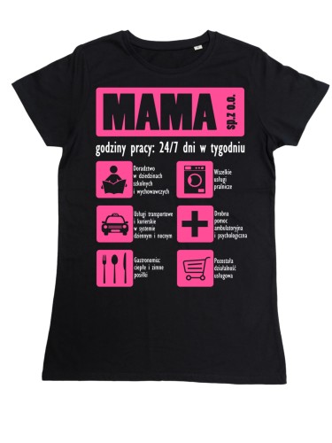 KOSZULKA DAMSKA PREZENT NA DZIEŃ MAMY FIRMA MAMA 24/7 TORBA GRATIS 2