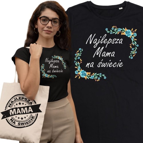 KOSZULKA DAMSKA PREZENT NA DZIEŃ MAMY NAJLEPSZA MAMA NA ŚWIECIE TORBA GRATIS