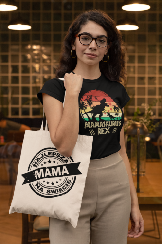 KOSZULKA DAMSKA PREZENT NA DZIEŃ MAMY MAMASAURUS REX 1 TORBA GRATIS 7