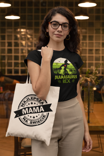 KOSZULKA DAMSKA PREZENT NA DZIEŃ MAMY MAMASAURUS REX 2 TORBA GRATIS 7