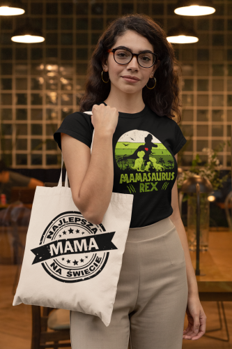 KOSZULKA DAMSKA PREZENT NA DZIEŃ MAMY MAMASAURUS REX 3 TORBA GRATIS 7