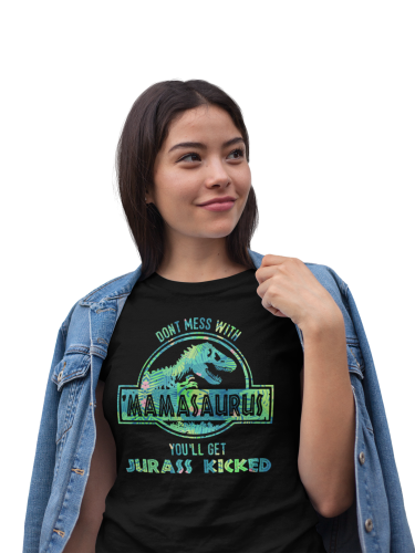 KOSZULKA DAMSKA PREZENT NA DZIEŃ MAMY DON'T MESS WITH MAMASAURUS TORBA GRATIS 4
