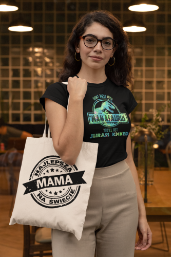 KOSZULKA DAMSKA PREZENT NA DZIEŃ MAMY DON'T MESS WITH MAMASAURUS TORBA GRATIS 7