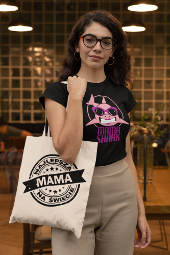 KOSZULKA DAMSKA PREZENT NA DZIEŃ MAMY MAMA SHARK TORBA GRATIS 7