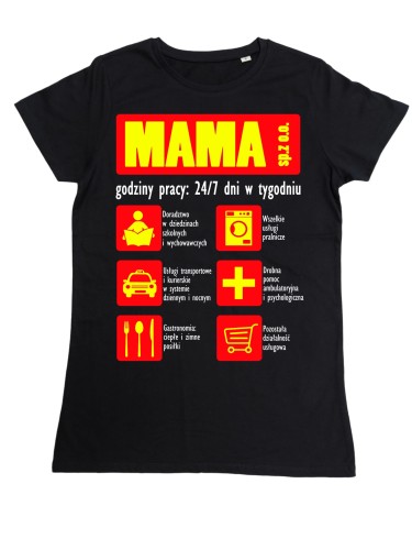 KOSZULKA DAMSKA PREZENT NA DZIEŃ MAMY FIRMA MAMA 24/7 TORBA GRATIS 2