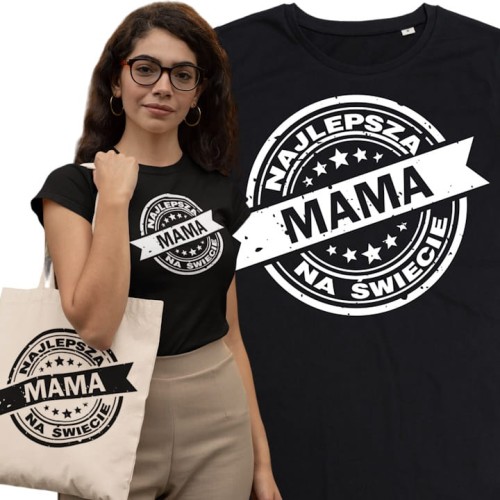 KOSZULKA DAMSKA PREZENT NA DZIEŃ MAMY NAJLEPSZA MAMA NA ŚWIECIE TORBA GRATIS 1