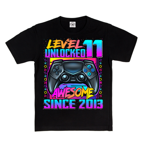 DZIECIĘCA KOSZULKA PREZENT NA 11 URODZINY LEVEL 11 UNLOCKED AWESOME SINCE 2013 UR492 2
