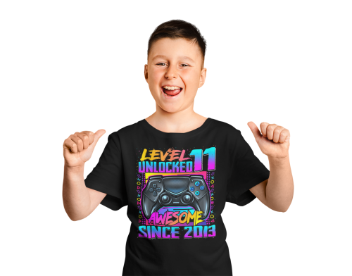 DZIECIĘCA KOSZULKA PREZENT NA 11 URODZINY LEVEL 11 UNLOCKED AWESOME SINCE 2013 UR492 5