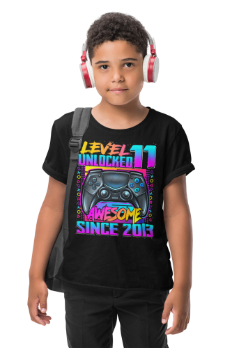 DZIECIĘCA KOSZULKA PREZENT NA 11 URODZINY LEVEL 11 UNLOCKED AWESOME SINCE 2013 UR492 6