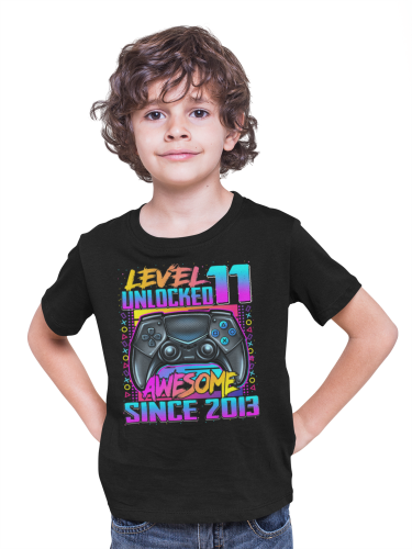DZIECIĘCA KOSZULKA PREZENT NA 11 URODZINY LEVEL 11 UNLOCKED AWESOME SINCE 2013 UR492 3