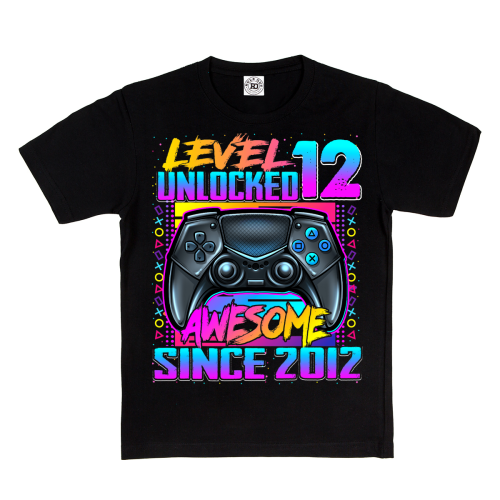 DZIECIĘCA KOSZULKA PREZENT NA 12 URODZINY LEVEL 12 UNLOCKED AWESOME SINCE 2012 UR493 2