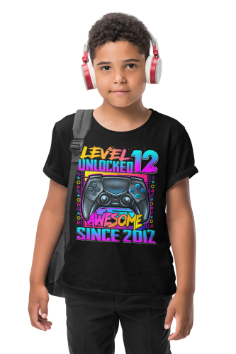 DZIECIĘCA KOSZULKA PREZENT NA 12 URODZINY LEVEL 12 UNLOCKED AWESOME SINCE 2012 UR493 6