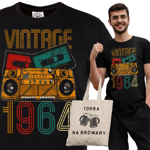 KOSZULKA PREZENT NA 60 URODZINY DLA FACETA 1964 VINTAGE TORBA GRATIS 1