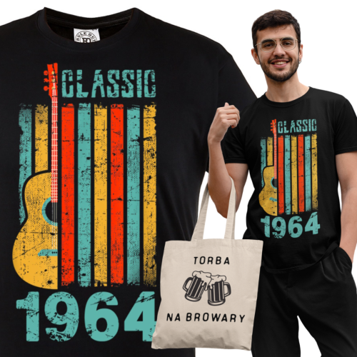 KOSZULKA PREZENT NA 60 URODZINY DLA FACETA GITARZYSTY 1964 CLASSIC TORBA GRATIS 1