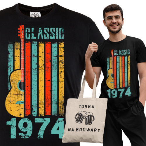 KOSZULKA PREZENT NA 50 URODZINY DLA FACETA GITARZYSTY 1974 CLASSIC TORBA GRATIS 1