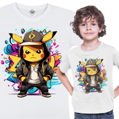 DZIECIĘCA KOSZULKA NA PREZENT POKEMONY PIKACHU W DRESIE DLA FANA ANIME 1